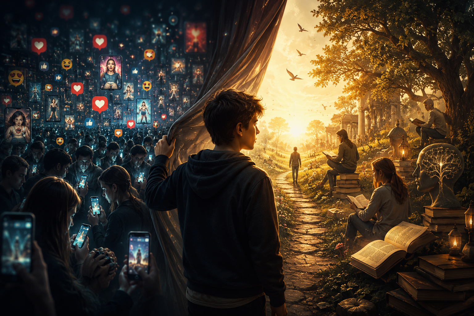 D'un côté, le flux infini des likes, des réactions instantanées et du contenu consommé puis oublié. De l'autre, les livres, la réflexion, la poésie, le temps long et la construction de l'esprit. Le danger n'est pas que la médiocrité existe. Le danger est qu'elle devienne la norme. Chaque clic est un vote. Chaque minute d'attention nourrit le monde que nous construisons.